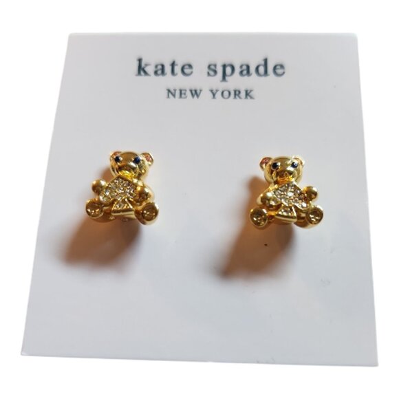 Kate Spade NWOT Oh What Fun Spade Teddy Bear Studs - Picture 8 of 8